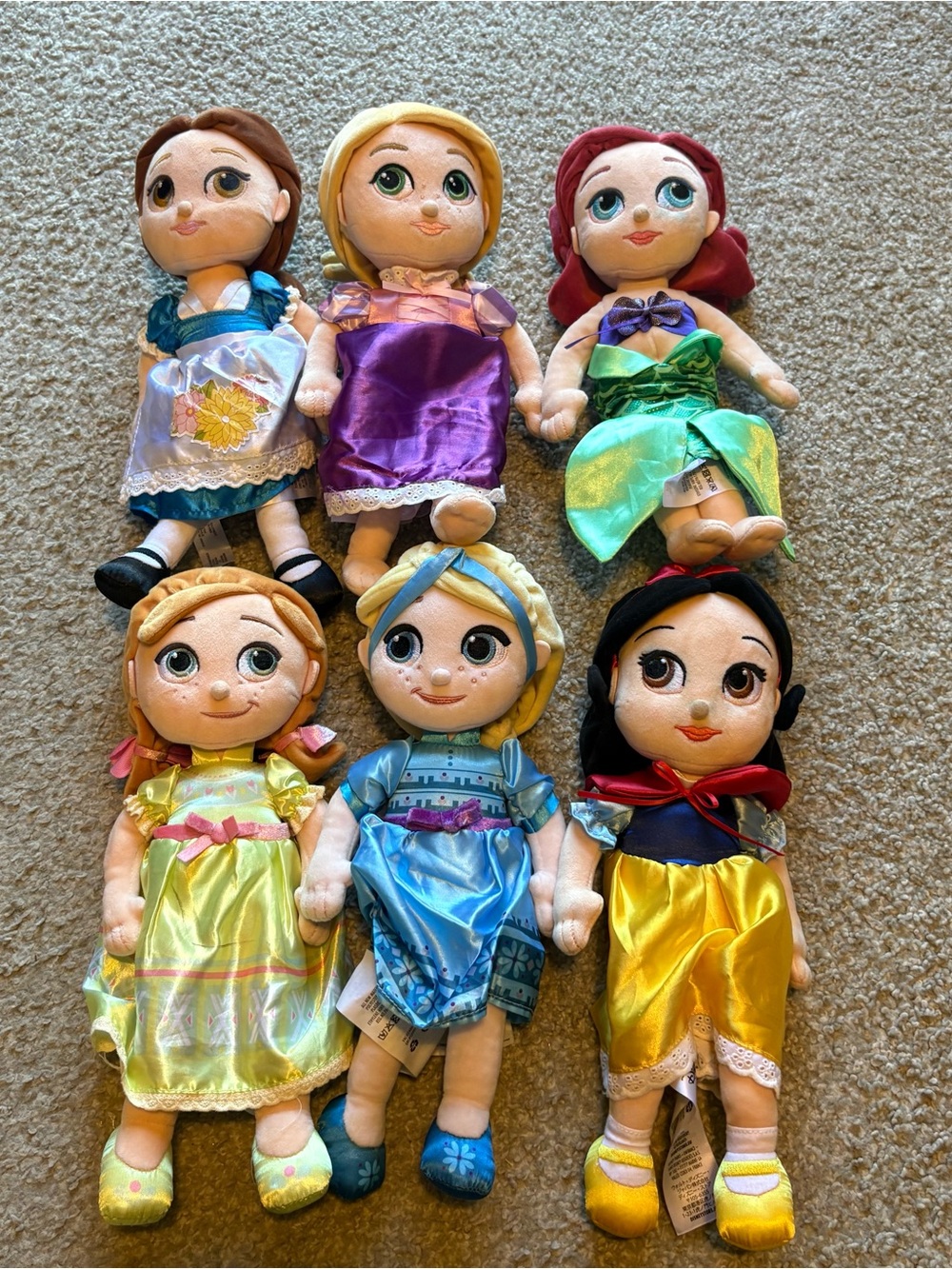 Disney Animator’s Collection Princess Plush Stuffed Doll Set Belle Anna Elsa